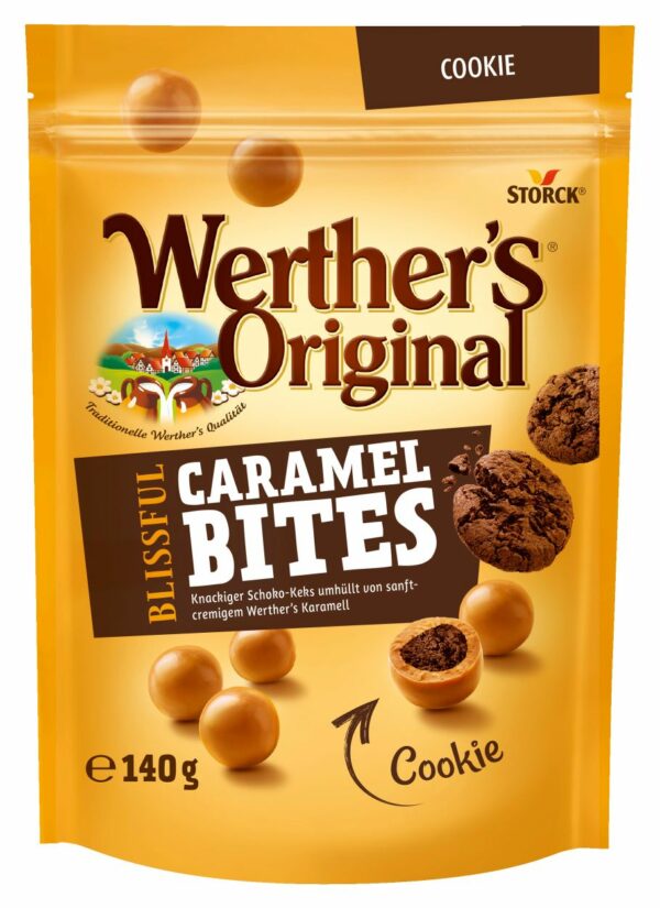 Saldainiai WERTHER'S Caramel Bites Cookie, 140 g